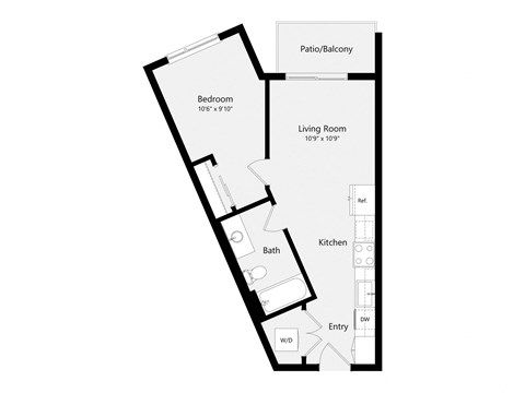 a floor plan of a unit with a bedroom and a living room
